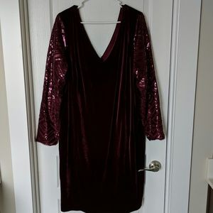 Crushed Velvet Burgundy Dress